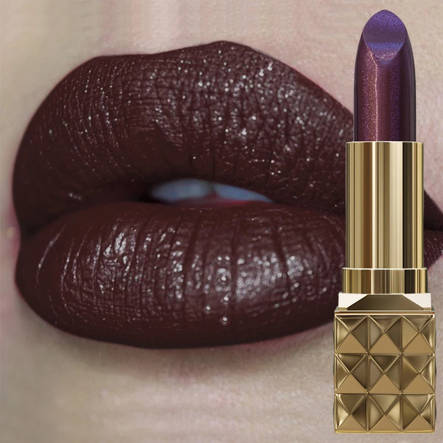 KAFURUX Glitter Metallic Lipstick – Pearlescent Lip Tint Glitter Metallic Lipstick HIP