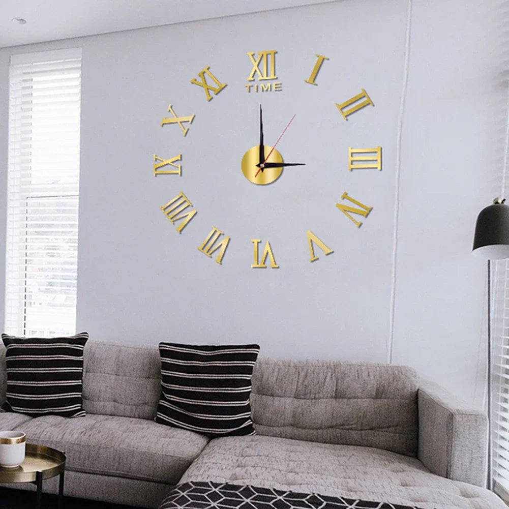 Frameless Acrylic Sticker DIY Roman Numerals Wall Clock Silent 40cm/90cm Clock For Bedroom Living Room Office Decoration Gift HIP