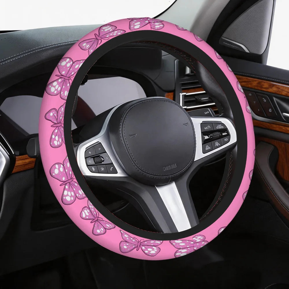 Pink Butterfly Steering Wheel Cover – Universal Car Fit Steering Wheel Cover HIP