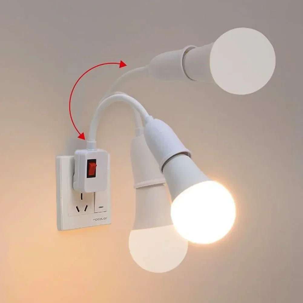 Stainless Steel E27 Lamp Base Flexible Bend Mobile Test Light Socket Light Adapter Plug Switch With On/Off EU US Plug in HIP