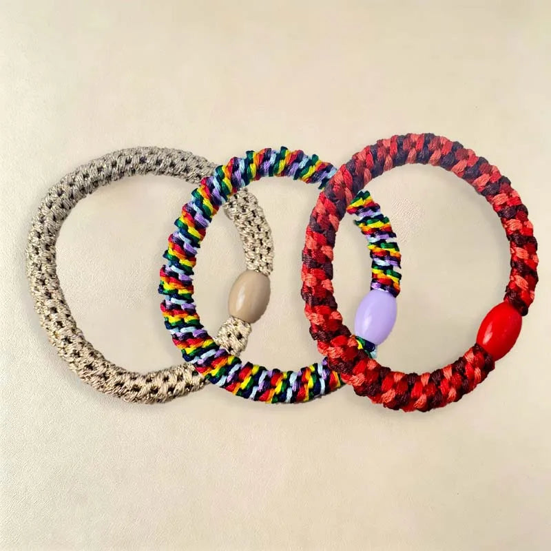 Weave High Elasticity Sports Rubber Band No Crease Non-slip Soft Hair Band For Sport Not falling & Women Ponytail Braiders Tool HIP 46-47-48-3Pc