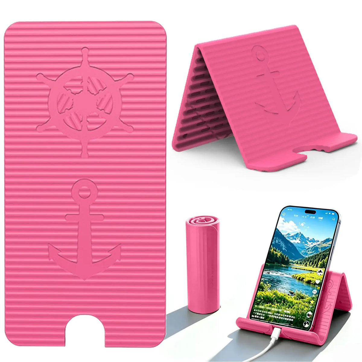 Foldable Silicone Phone & Tablet Stand – Anchor Pattern Phone Tablet Stand HIP Pink