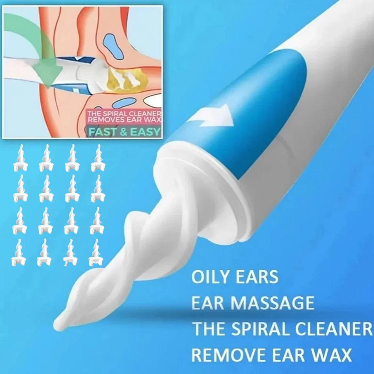 Spiral Ear Wax Removal Tool – 16 Soft Silicone Heads | RUZOFO Ear Wax Removal Tool HIP