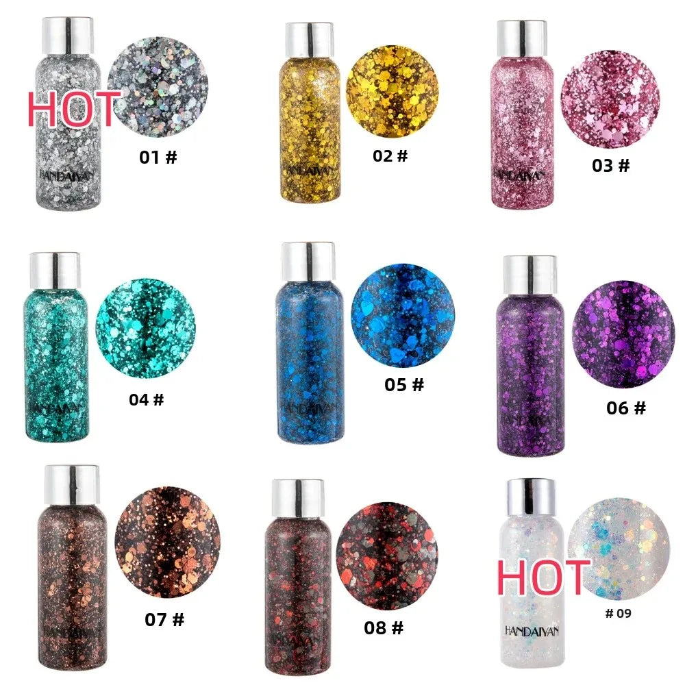 HANDAIYAN Body & Face Glitter Gel – Waterproof Festival Sequins Body Glitter Gel HIP