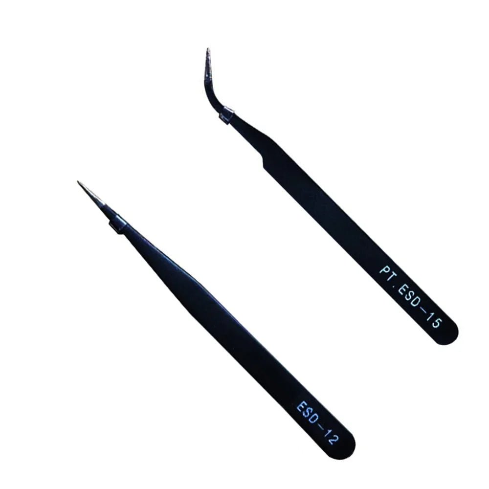 Stainless Steel Black Curved Straight Eyebrow Tweezers Anti Acid Nipper Rhinestone Picking Tool False Eyelash Nail Art Tool HIP