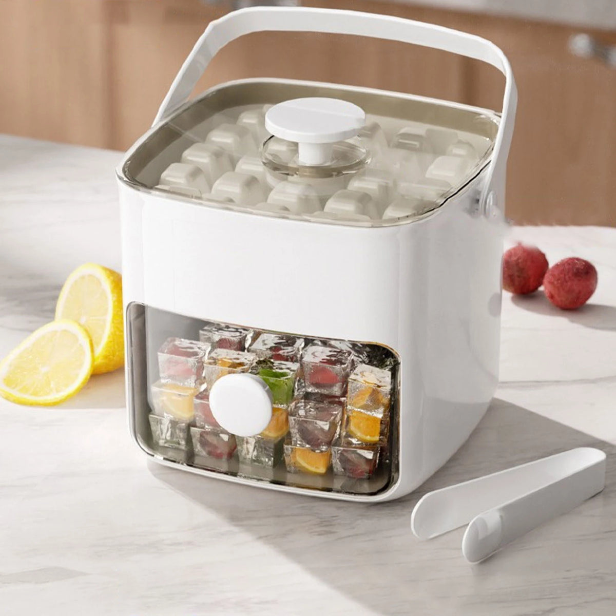 Ice Cube Tray ABS PP 48 Grids 2 Tray Easy Release Ice Cube Box with Lid Storage Bin for Freezer HIP