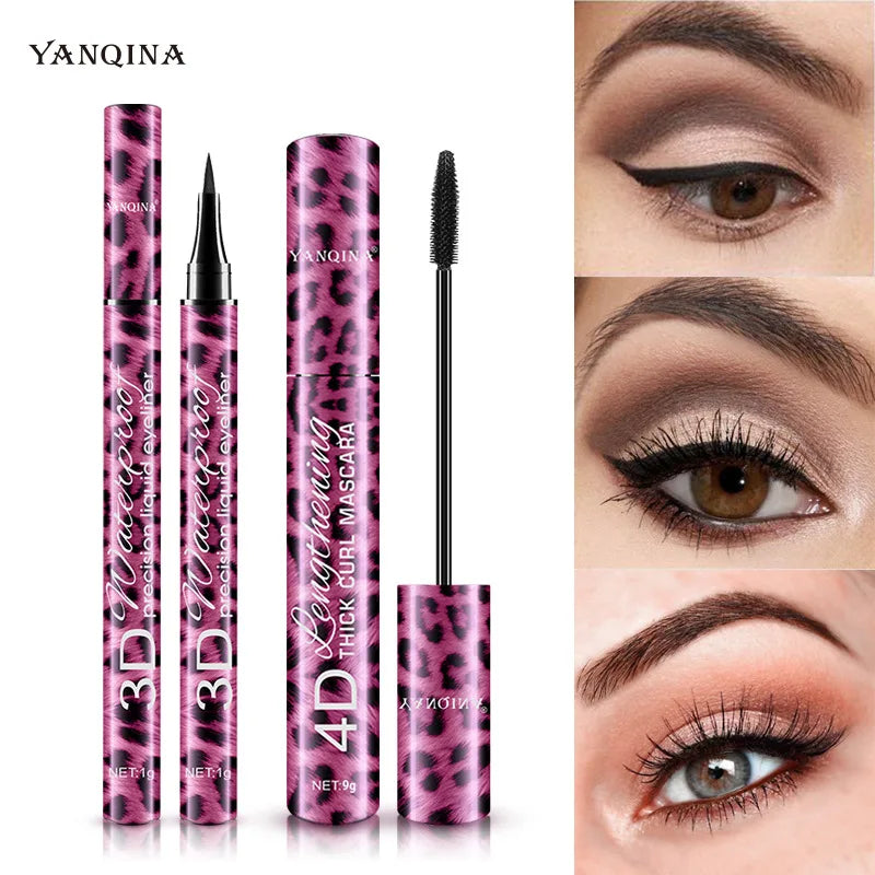 QIC 4D Waterproof Mascara & Liquid Eyeliner Set | 24H Wear Mascara & Eyeliner Set HIP