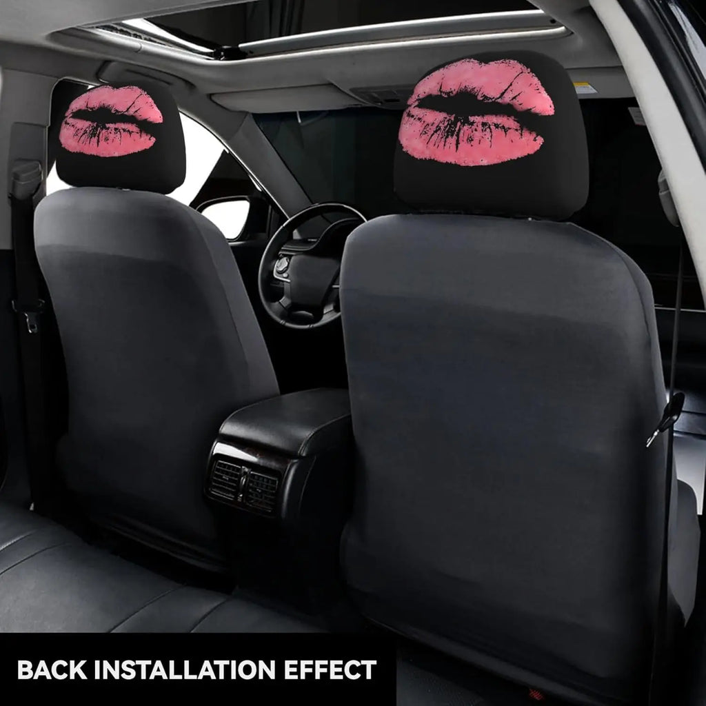 Glitter Pink Lips Car Headrest Covers – 2 Pack Universal Fit Car Headrest Cover HIP