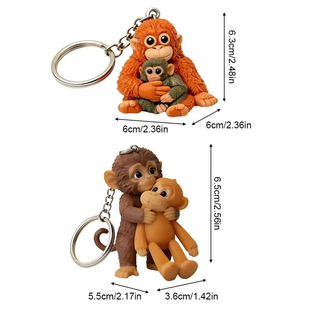 Orangutan Plush Keychain Simulation Monkey Toy Bag Pendant Furry Animal Keyring Realistic Ape Doll For Car Keys Backpack Decor HIP
