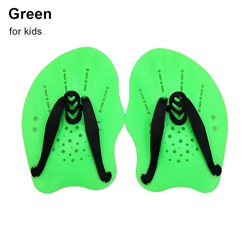 Freestyle Swim Hand Paddles – Kids & Adults | Silicone Straps Swim Training Paddles HIP green for kids