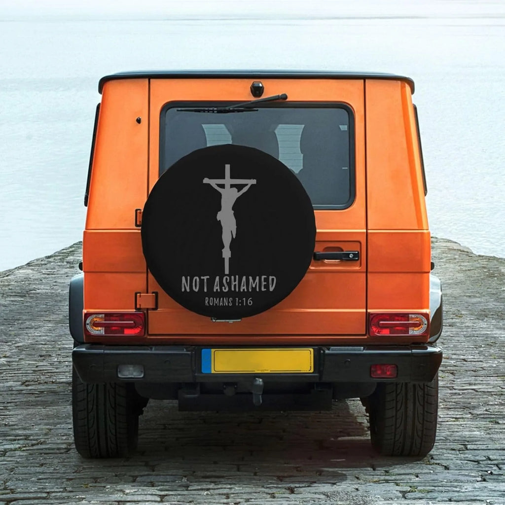 Romans 1:16 Crucifix Spare Tire Cover – Polyester Wheel Protector Spare Tire Cover HIP