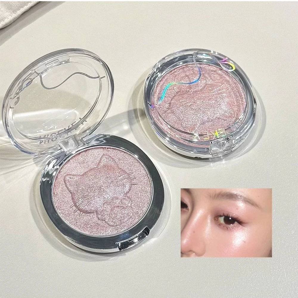 Cat Embossed Highlighter Powder Fine Shimmer Smooth Blue Pearlescent Glow Brightening Non-flying Highgloss Makeup Cosmetics HIP
