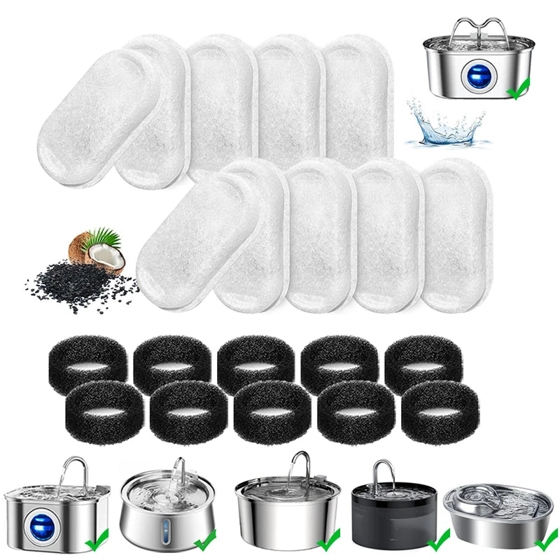 Replacement Filters Cat Water Fountain Filters Element for Stainless Steel Cat Water Fountain Activated Carbon Sponges Filters HIP