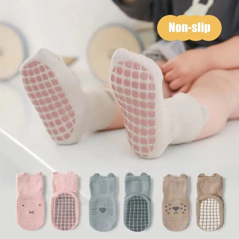 Kids Anti-Slip Cotton Cartoon Boat Socks – Boys & Girls Kids Grip Socks HIP