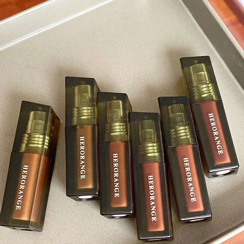 Brown Velvet Matte Lip Gloss Lasting Lip Mud Pigment Non-stick Cup Lip Gloss Waterproof Liquid Lipstick Korean Tinted Lips Stain HIP