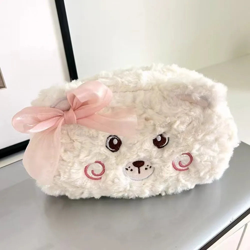 Kawaii Fluffy Bear Plush Pencil Case – Large Capacity Pouch Plush Pencil Case HIP
