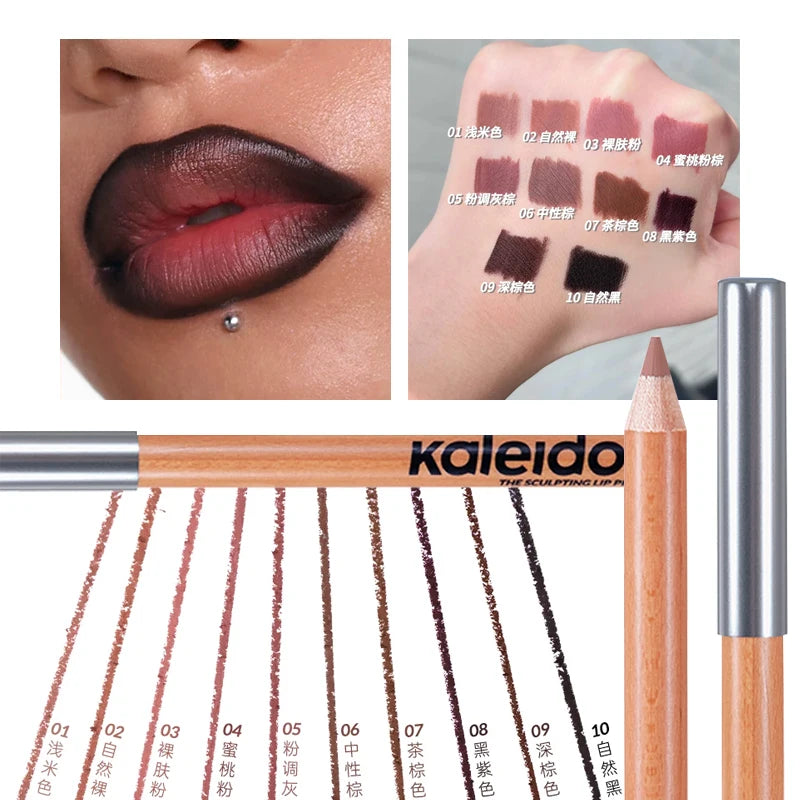 Kaleidos Dark Brown Lip Liner – Smooth, High-Pigment Matte Lip Liner Pencil HIP