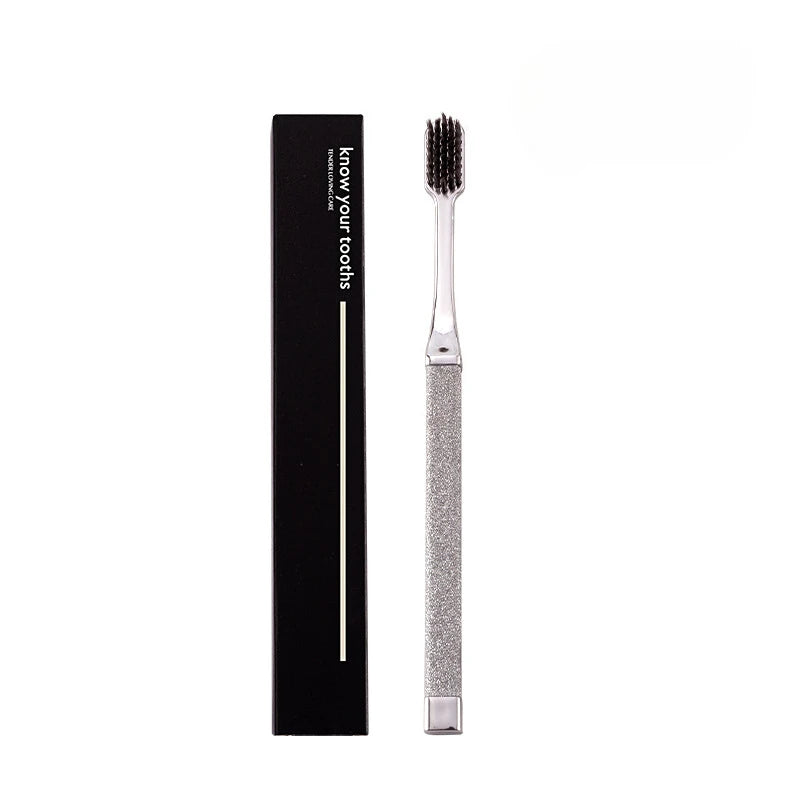 Luxury Soft Toothbrush Men Women Adult Tooth Brush Gold Silver Dental Brushes Elegance Gentle Toothbrushes Drop Shipping HIP Silver Black