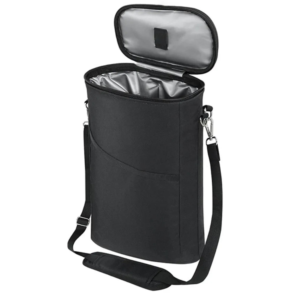 Insulated Leakproof Wine Cooler Bag with Shoulder Strap Insulated Wine Tote HIP Black