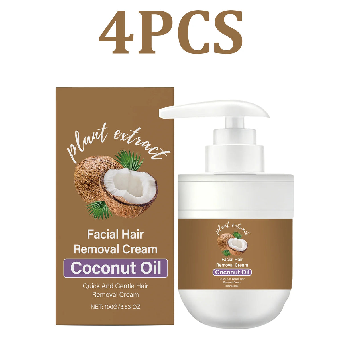 Coconut Oil Facial Hair Removal Cream – Sensitive Skin Facial Hair Removal Cream HIP 4PCS