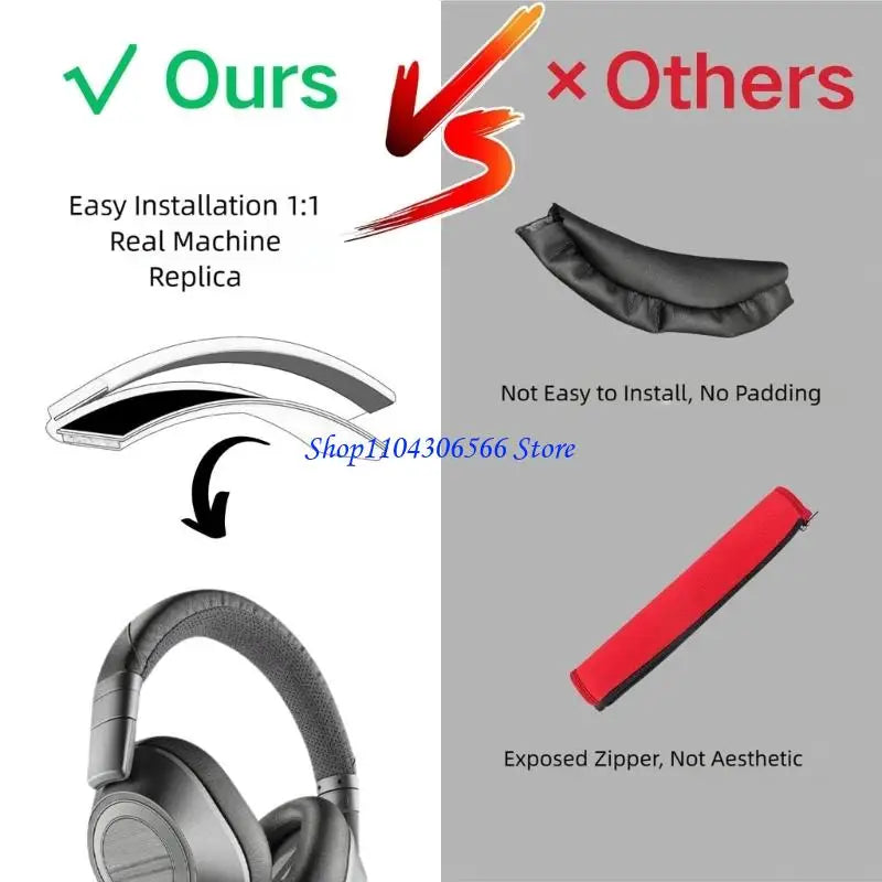 PU Leather Headphone Headband Replacement Pad – Black & Brown Headphone Headband Pad HIP