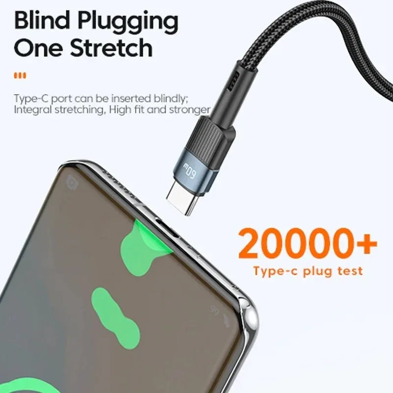 USB-C to USB-C Cable 60W/100W PD Fast Charging | 0.5m–3m USB-C Charging Cable HIP