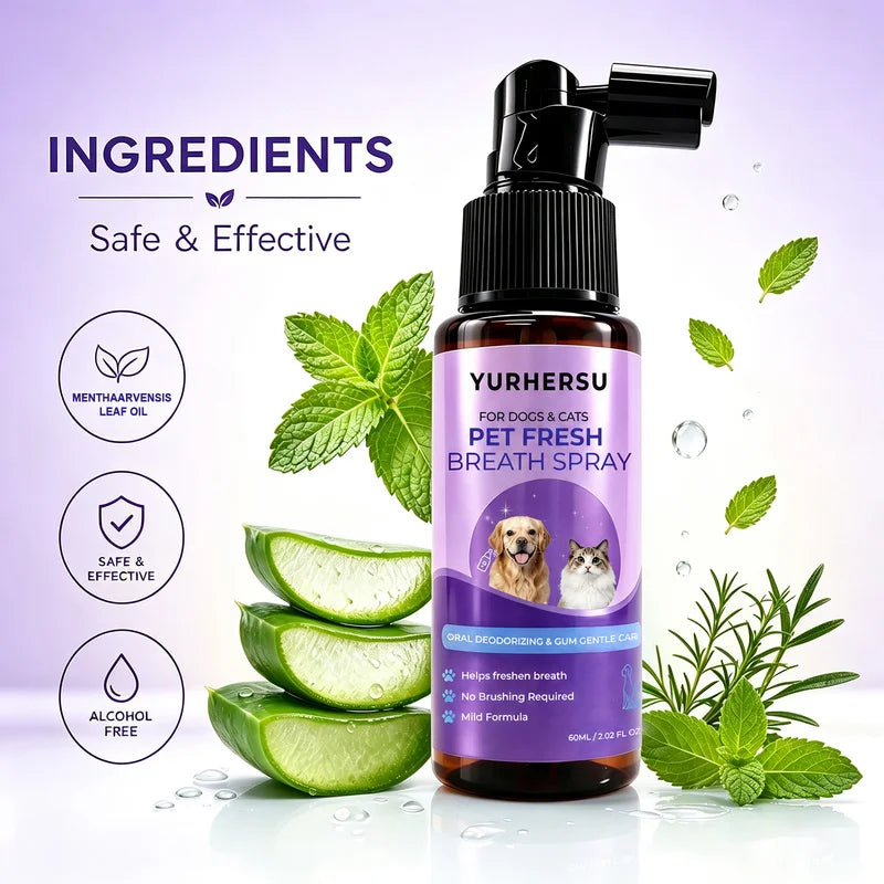 Pet Breath Spray – Daily Oral Freshener for Dogs & Cats Pet Dental Spray HIP