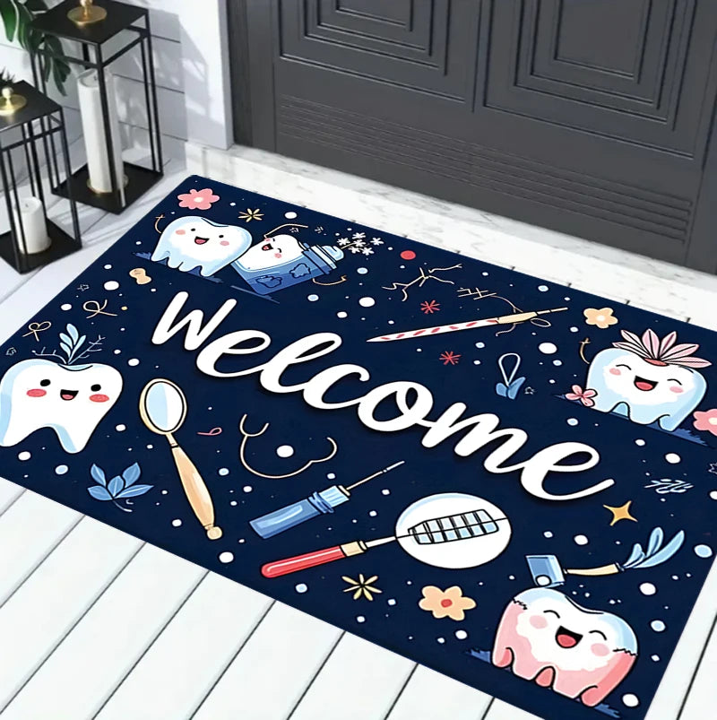 Dental Theme Anti-Slip Door Mat – Tooth Pattern Rug Decorative Door Mat HIP