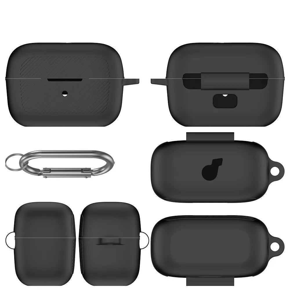 Silicone Case + Carabiner for Anker Soundcore C50i Earphone Case Cover HIP Black
