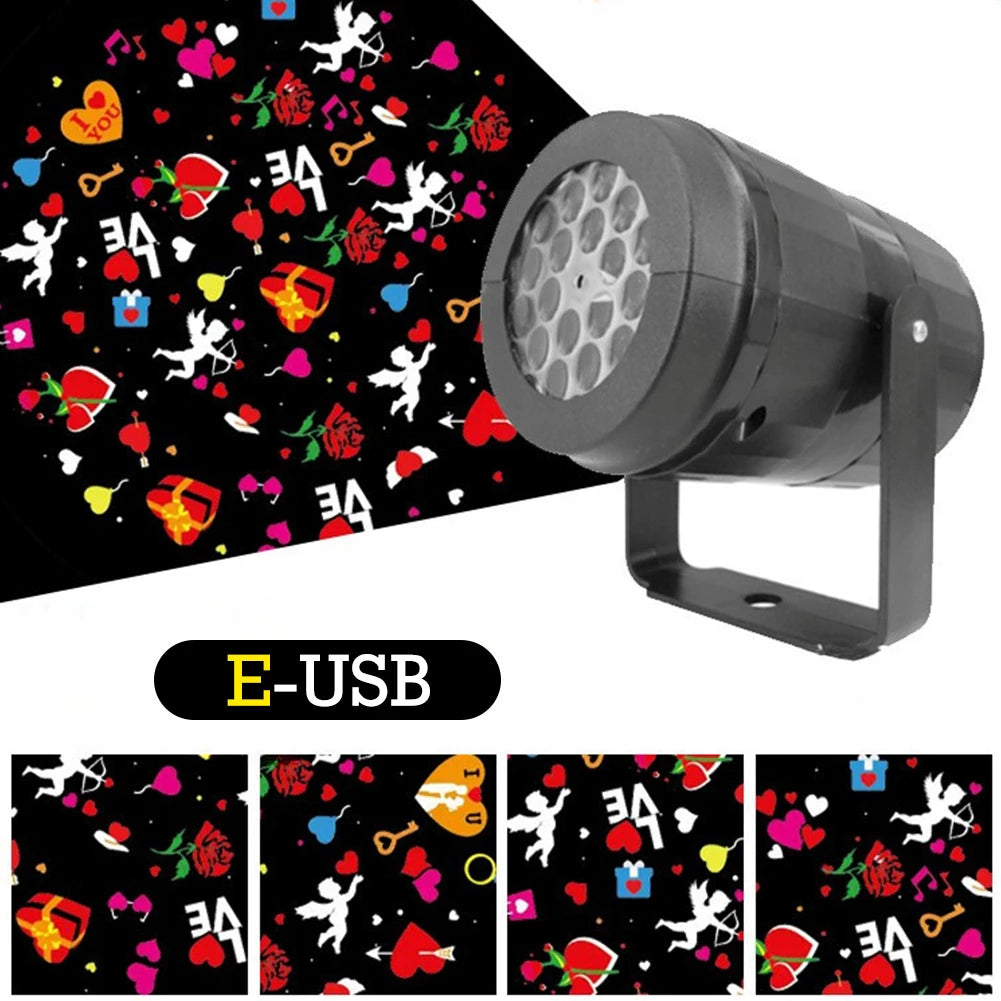 16 Pattern Night Light LED Snowflake Projector 360° Rotating Projection Lamp Home Christmas Festivals Party Decoration USB/EU HIP D USB