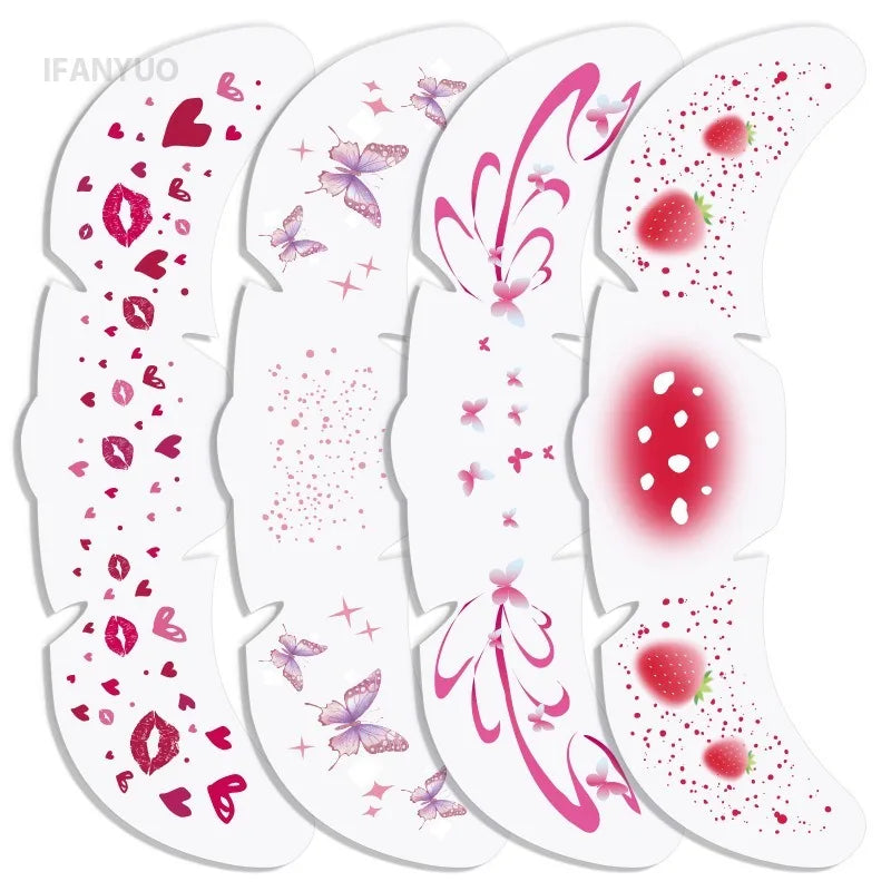 6pcs Flower Butterfly Freckles Makeup Patches Watercolor Heart Valentine Christmas Party Fake Freckles Temporary Tattoo Stickers HIP