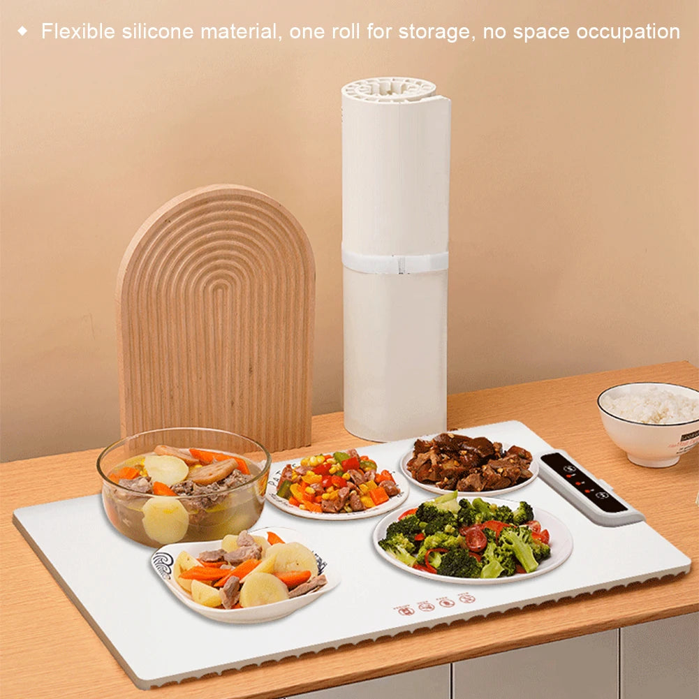 Food Electric Warming Tray Fast Heating Foldable Food Warmer Plate 60°C-100°C Adjustable Temperature Keeps Food Hot Warming Tray HIP