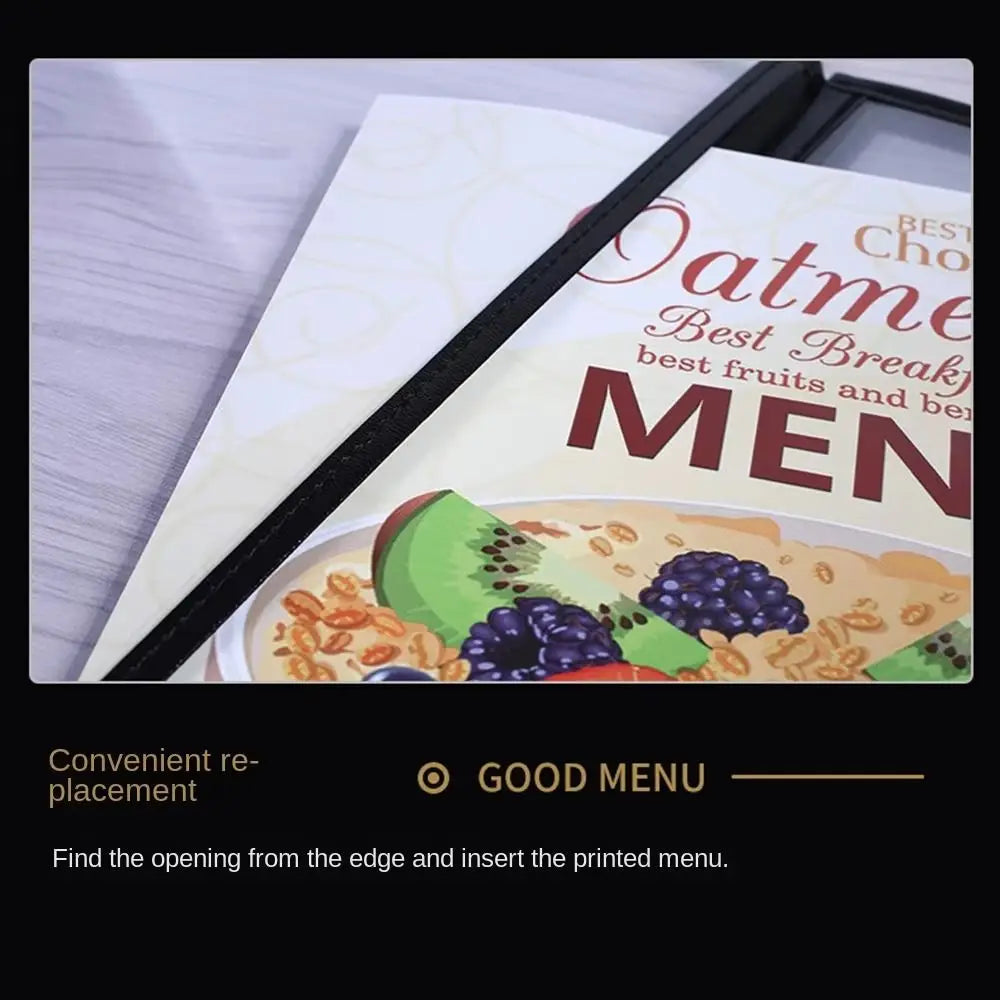 A4 Transparent PVC Menu Cover – Foldable Double Panel Holder Menu Cover Holder HIP