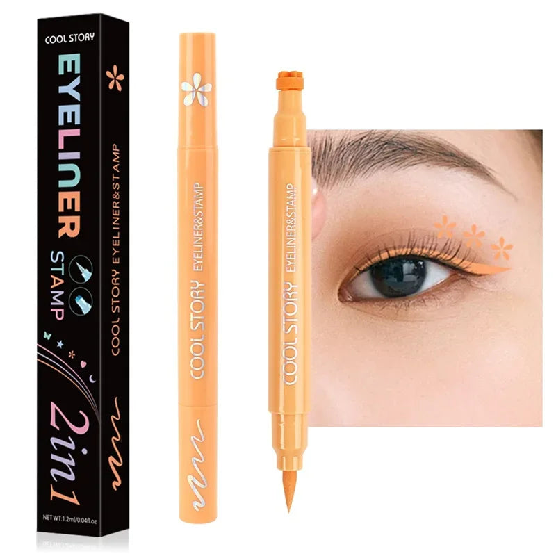 Colorful Butterfly Eyeliner Stamp Pen Star Moon Seal Long Lasting Waterproof Liquid Eye Liner Pencil Eyes Makeup Cosmetic 1/5PCS HIP 03Lemon flower-1PC