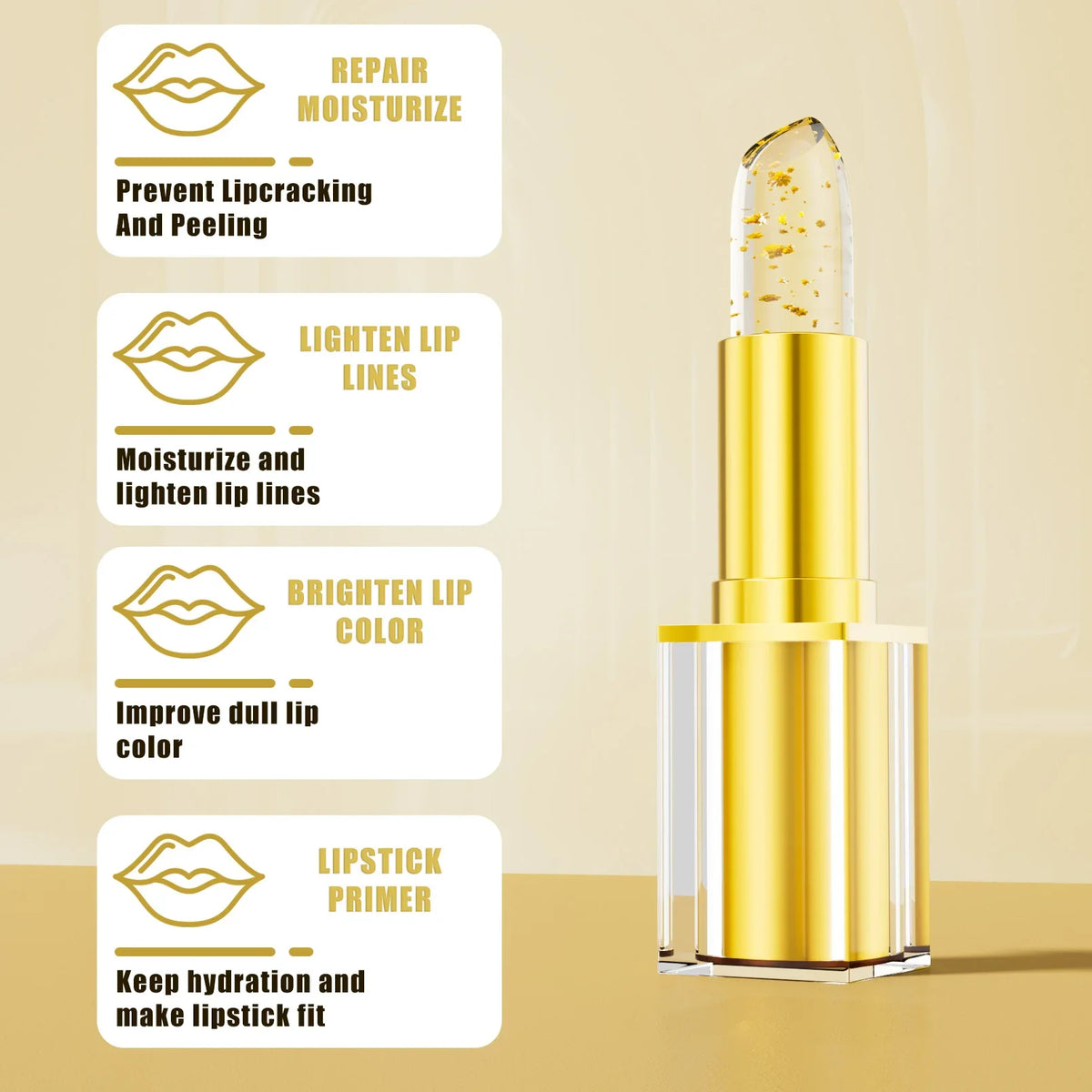 Hello Kiss Gold Foil Color-Change Plumping Lip Balm Color Change Lipstick HIP
