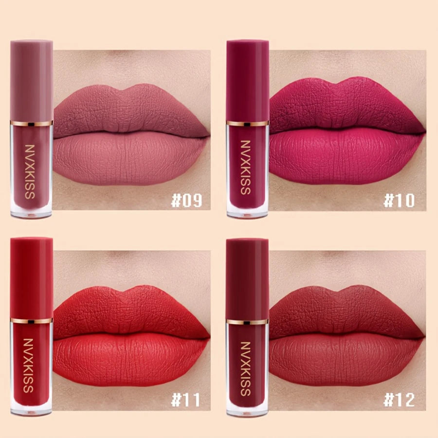 12PCS matte lip glaze pearlescent lip gloss waterproof long-lasting not easy to fade matte lipstick gift box gift HIP