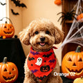Dog Cat Pet Triangle Scarf Skeleton Orange Dog Scarf Cute Halloween Pumpkin Ghost Dog Scarf Pet Halloween Costume Accessories HIP Orange 02