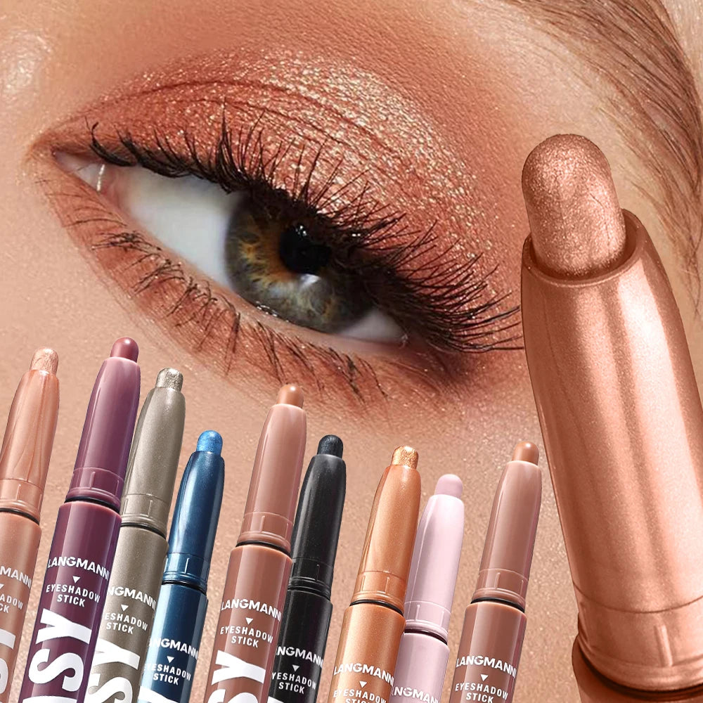 Rose Gold Eyeshadow Pencil Stick Waterproof Pearlescent 20 Colors Metallic Glitter Eye Shadow Highlighter Pen Eye Makeup Tool HIP