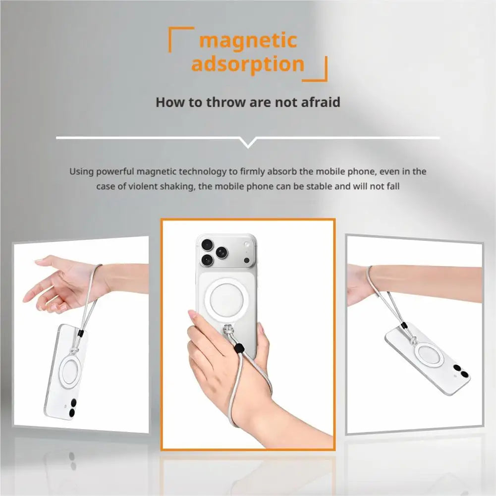 Universal Mobile Phone Magnetic Ring Lanyard Detachable Phone Charm Magnet Ring Wirst Adjustable Bag Strap for iPhone HIP