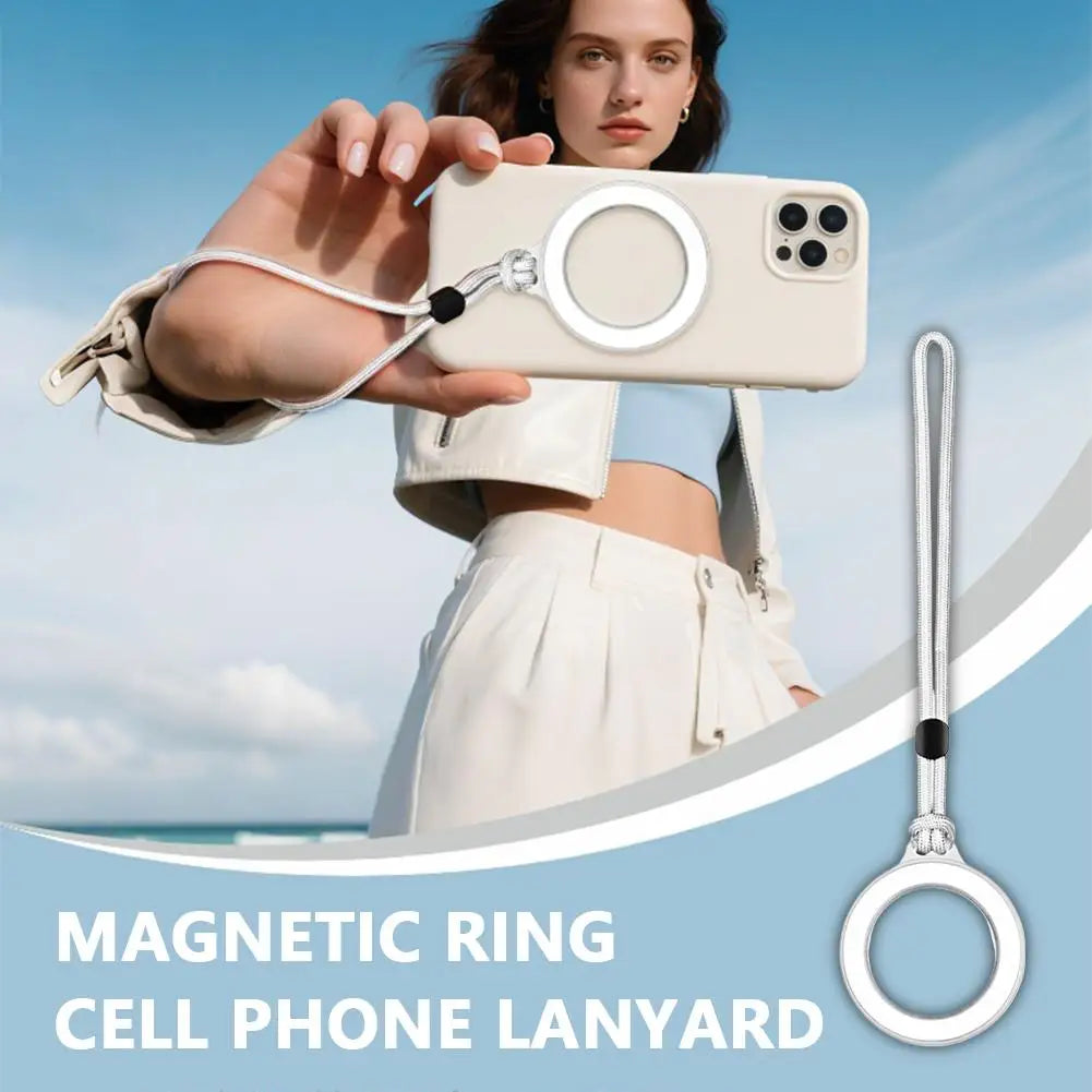 Universal Mobile Phone Magnetic Ring Lanyard Detachable Phone Charm Magnet Ring Wirst Adjustable Bag Strap for iPhone HIP