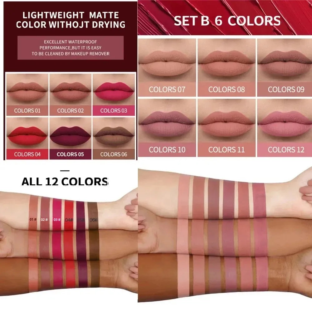 Handaiyan 6-Pc Matte Velvet Liquid Lipstick Set – Waterproof Liquid Lipstick Set HIP