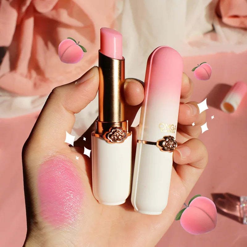 Peach Color Lip Balm Crystal Temperature Change Lipstick Girl Moisturizing LongLasting Lip Gloss Makeup Lip Care Repair Cosmetic HIP