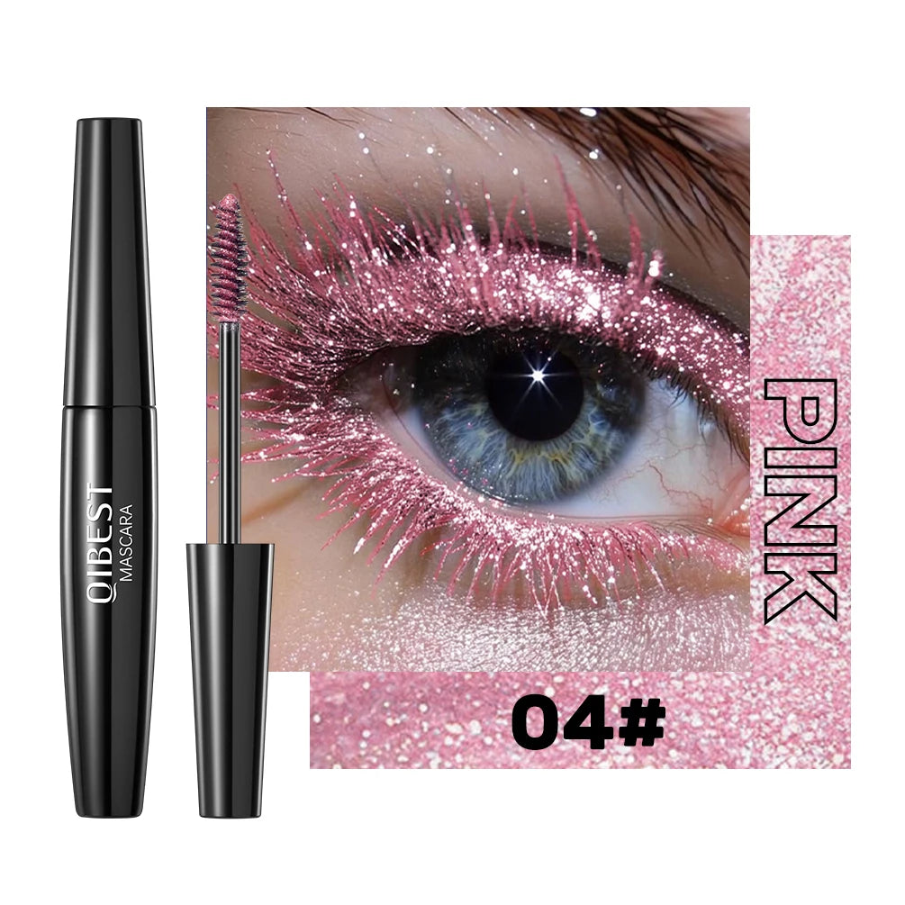 5 Colors Diamond Shimmering Mascara Long Lasting Makeup 3D Volume Eyelashes Curling Glitter Mascara Eye Lash Female Cosmetic HIP 04 Pink