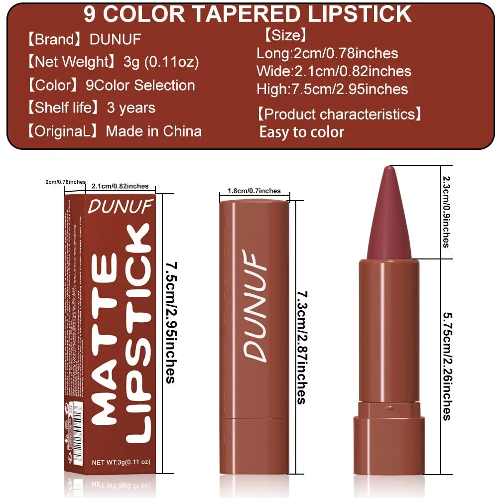 DUNUF 9-Color Gradient Matte Lip Liner Velvet Lipstick Crayon Matte Lip Liner Crayon HIP