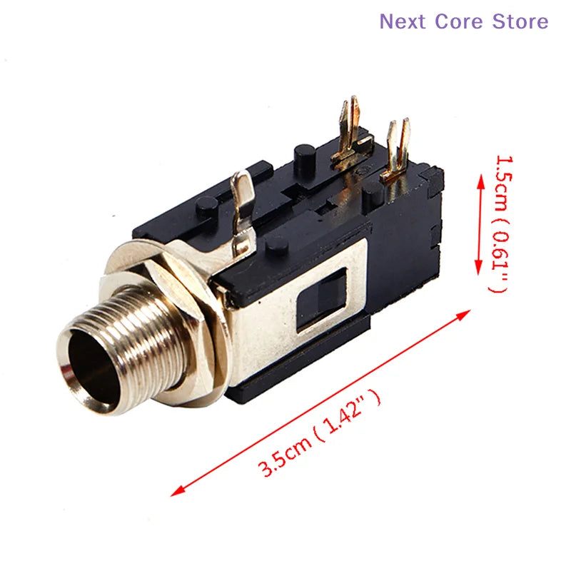 2Pcs 6.35mm 1/4" 5-Pin Female Audio Jack Panel Mount Connector Audio Jack Connector HIP