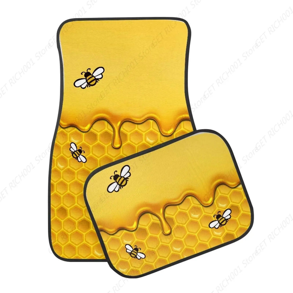 Honey Bee Car Floor Mats – Universal Fit Front & Rear Set of 4 Car Floor Mats HIP