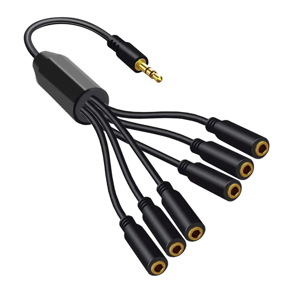 3.5mm Headphone Splitter Cable – 1 to 6 Port AUX Adapter Audio Splitter Cable HIP