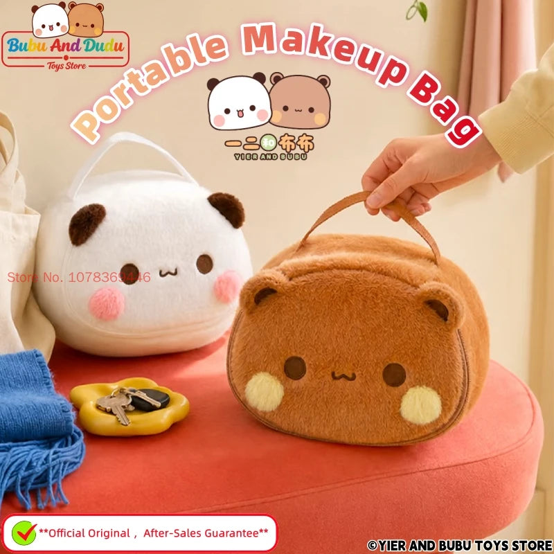 Panda Bubu & Dudu Plush Cosmetic Bag – Travel Makeup Organizer Plush Cosmetic Bag HIP