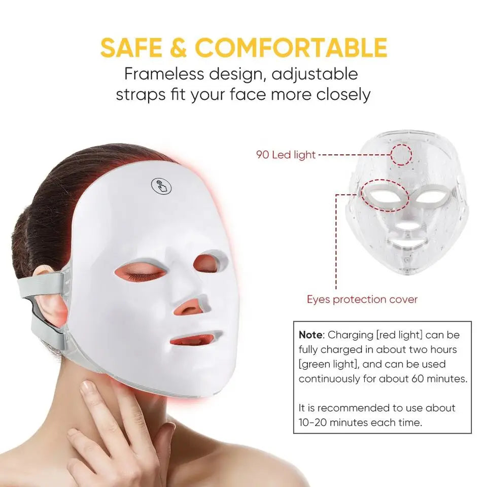 CAMMUO 7-Color LED Facial Mask – Photon Therapy Skin Care LED Light Therapy Mask HIP