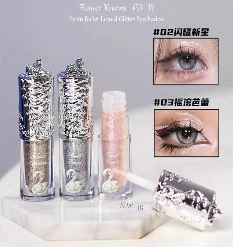 Flower Knows Swan Ballet Liquid Glitter Eyeshadow 4g Liquid Glitter Eyeshadow HIP